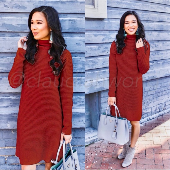 MADEWELL Skyscraper Merino Wool Sweater Dress in Red - Picture 1 of 9